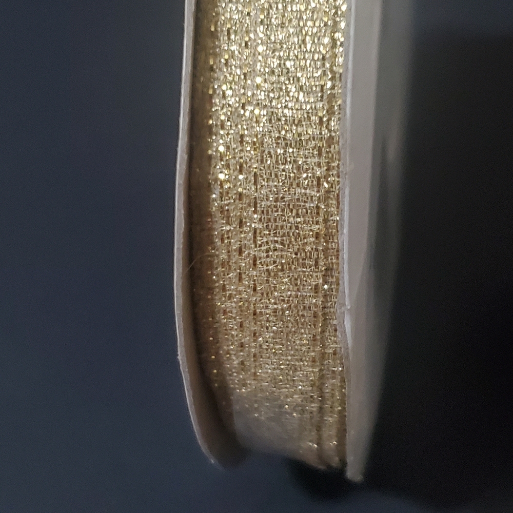 5/$15 Offray Woven Ribbon Dazzled Gold 1/4"x5yds